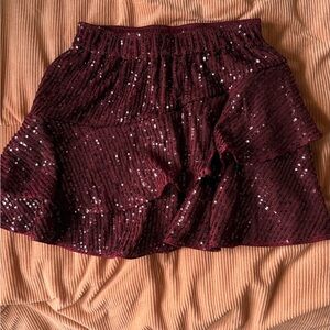 Abercrombie Kids GIRLS Burgundy Sequin Mini Skirt